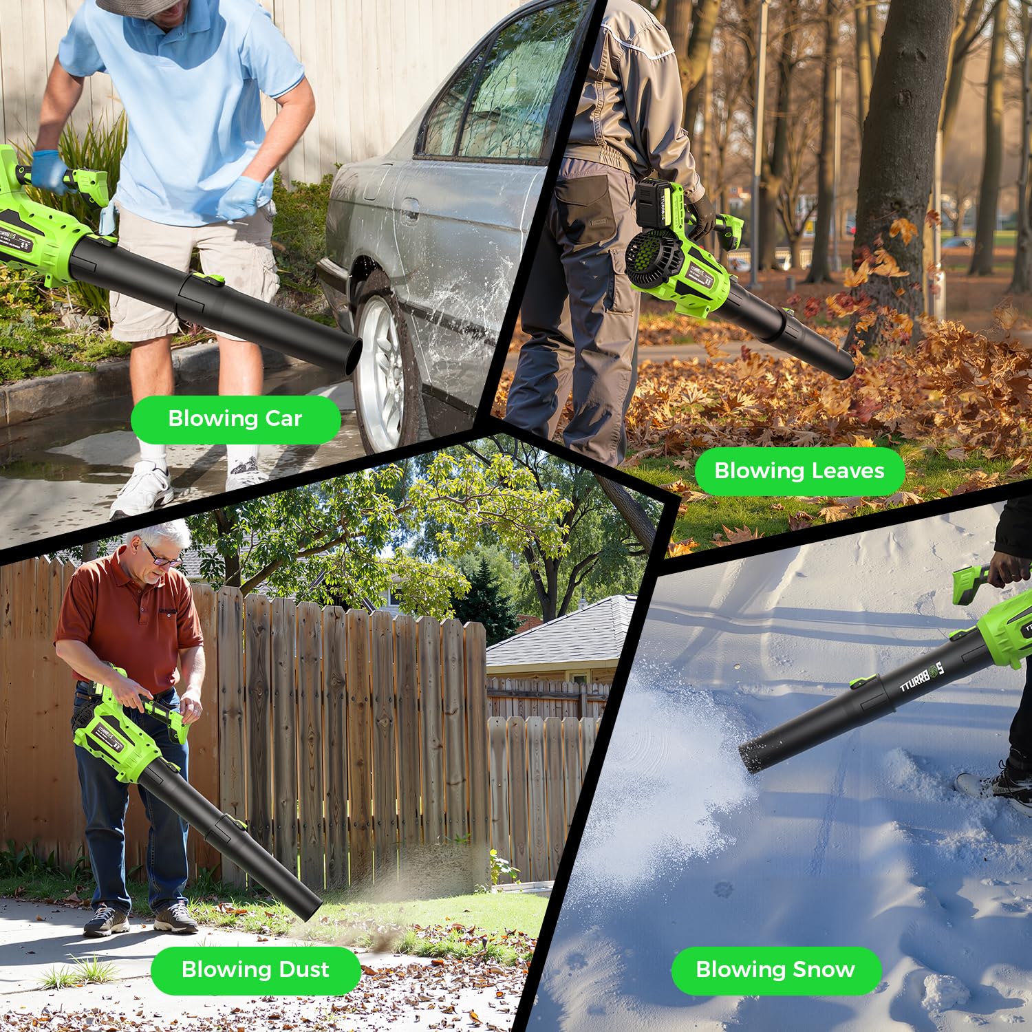 Tturrbos cordless leaf blower lightweight design for portability