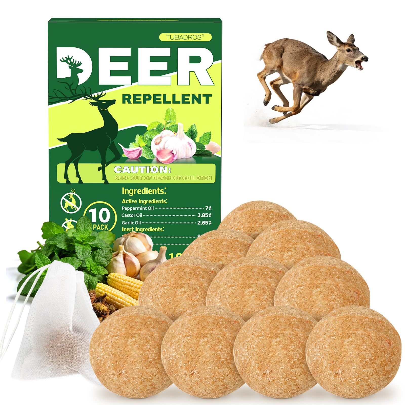 Tubadros Deer Repellent 10-Pack tablets in brown colour