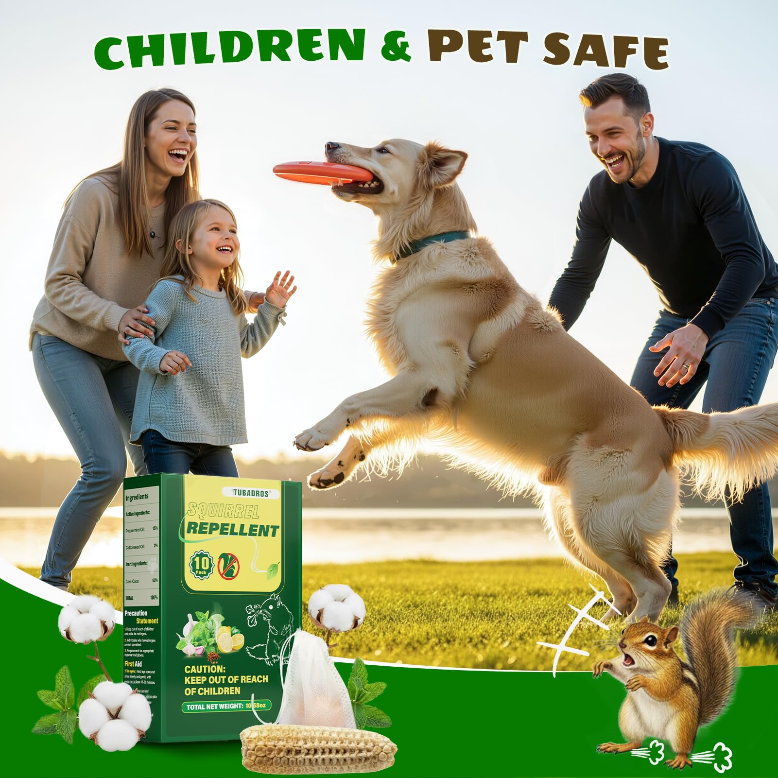 Tubadros Squirrel Repellent used in a garage to repel squirrels
