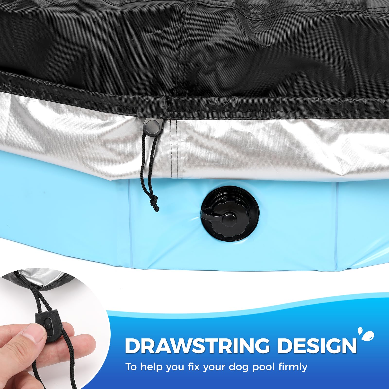 Tufmunb 63-inch pool cover folded for storage