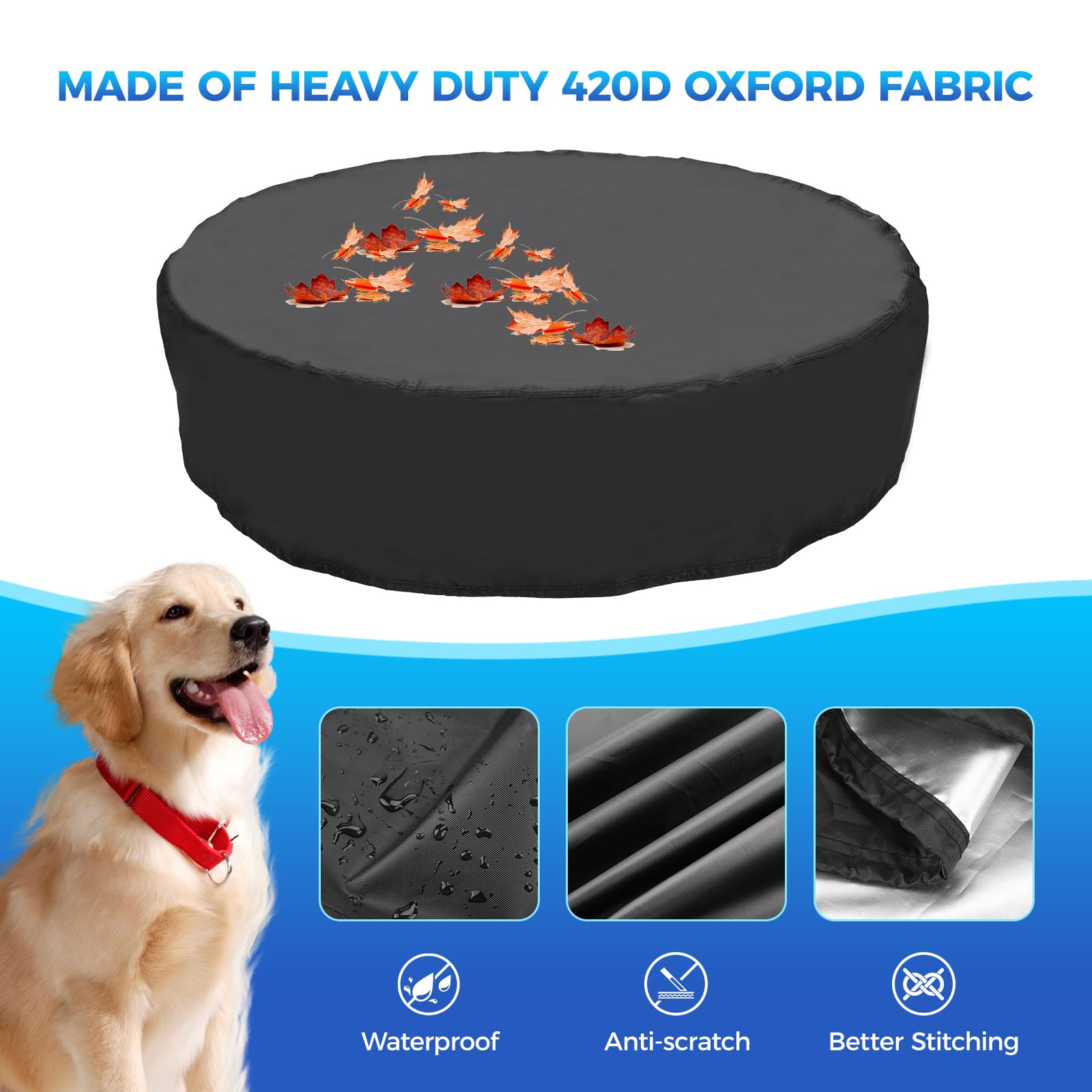 Tufmunb dog pool cover on a round pet pool