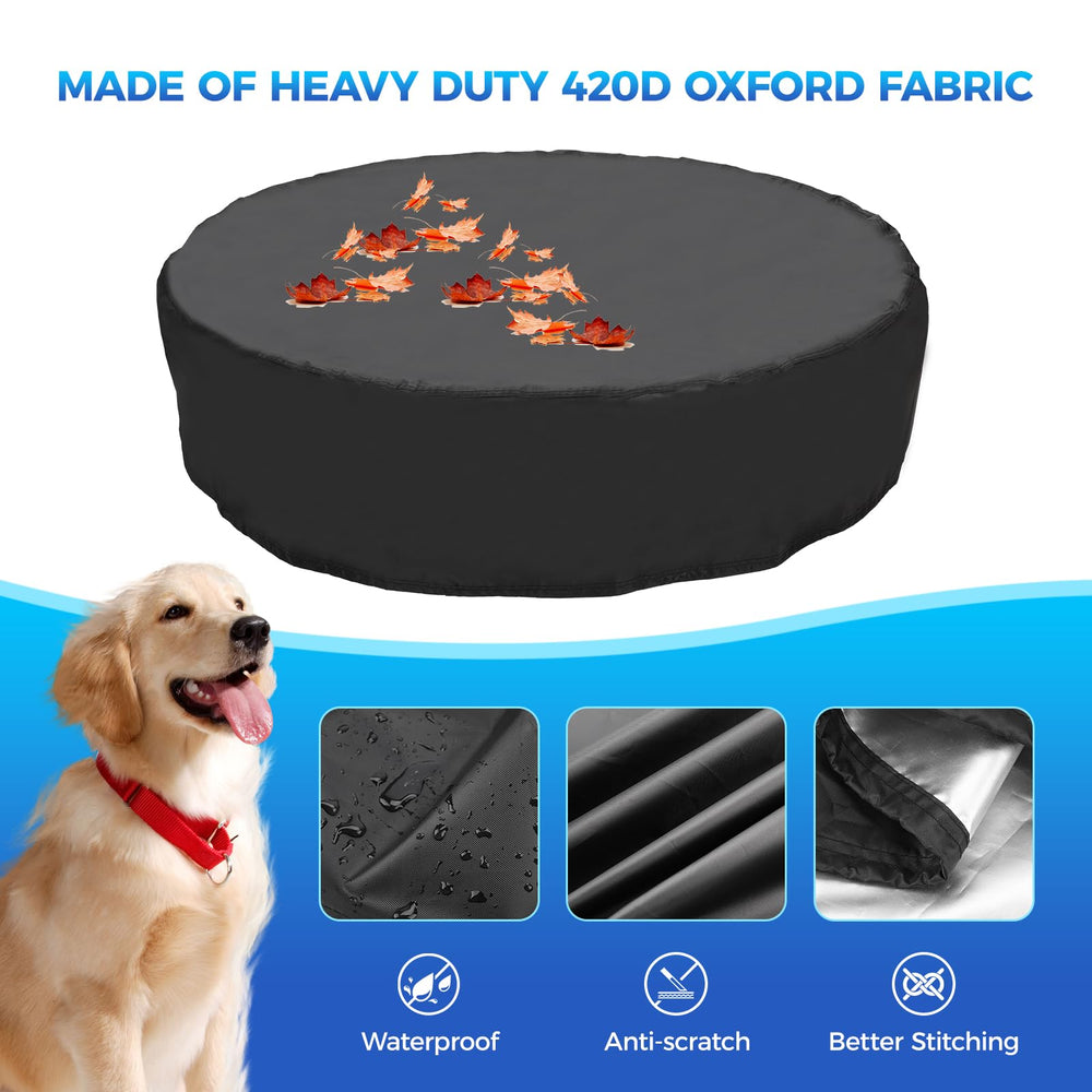 Tufmunb dog pool cover on a round pet pool
