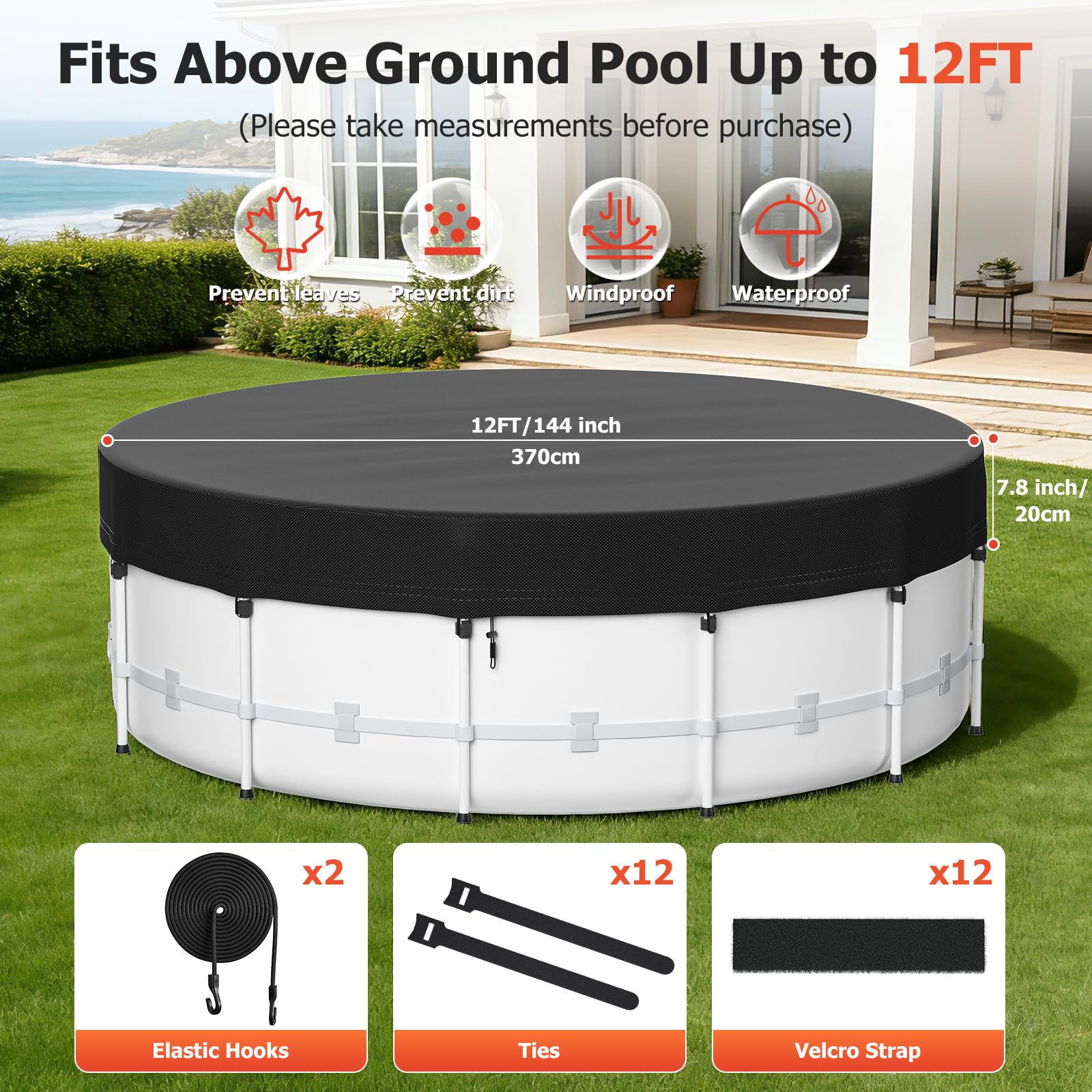 Tufmunb pool cover packaging and contents display