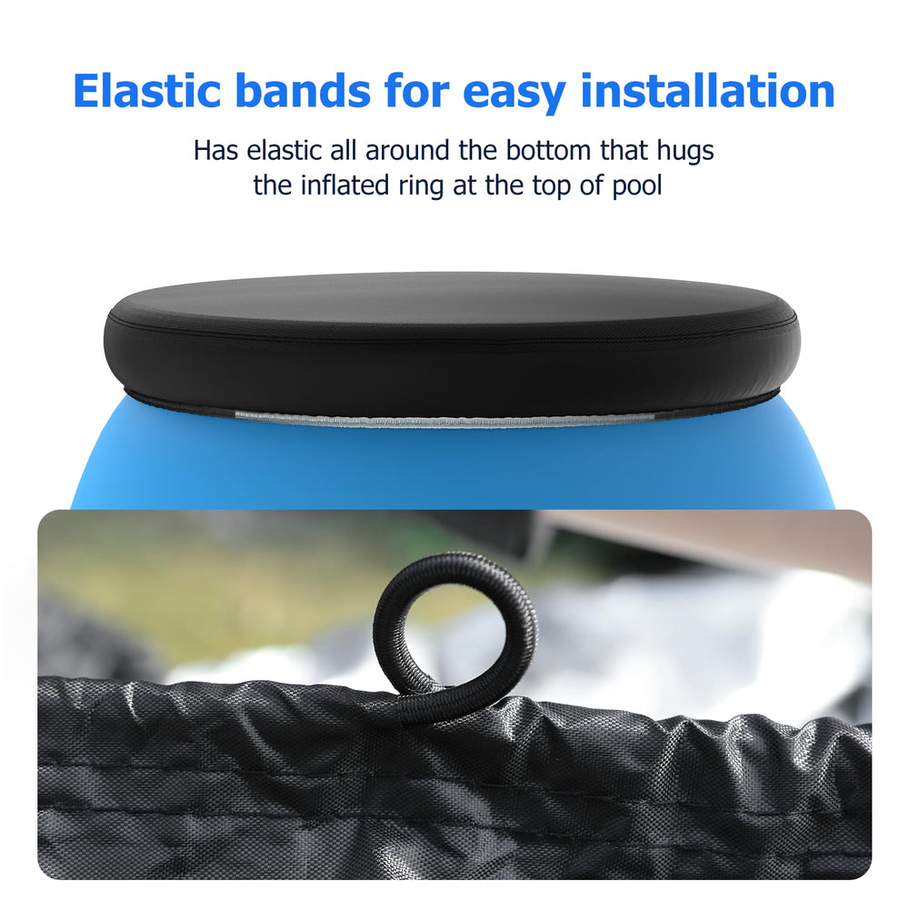 Tufmunb pool cover placed on an inflatable pool