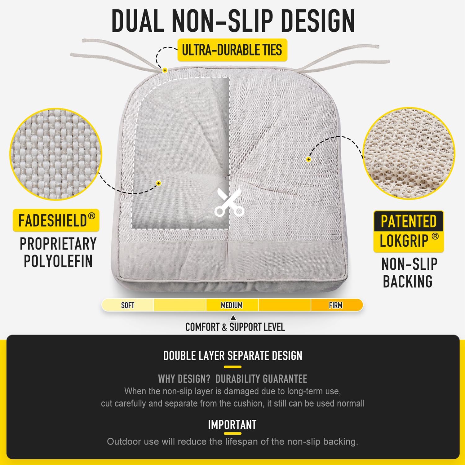 Tufted design of SUNROX Rocking Chair Cushion