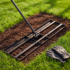 Tugote Lawn Leveling Rake 30x10 black model front view
