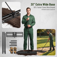Tugote Lawn Leveling Rake 30x10 with gloves included