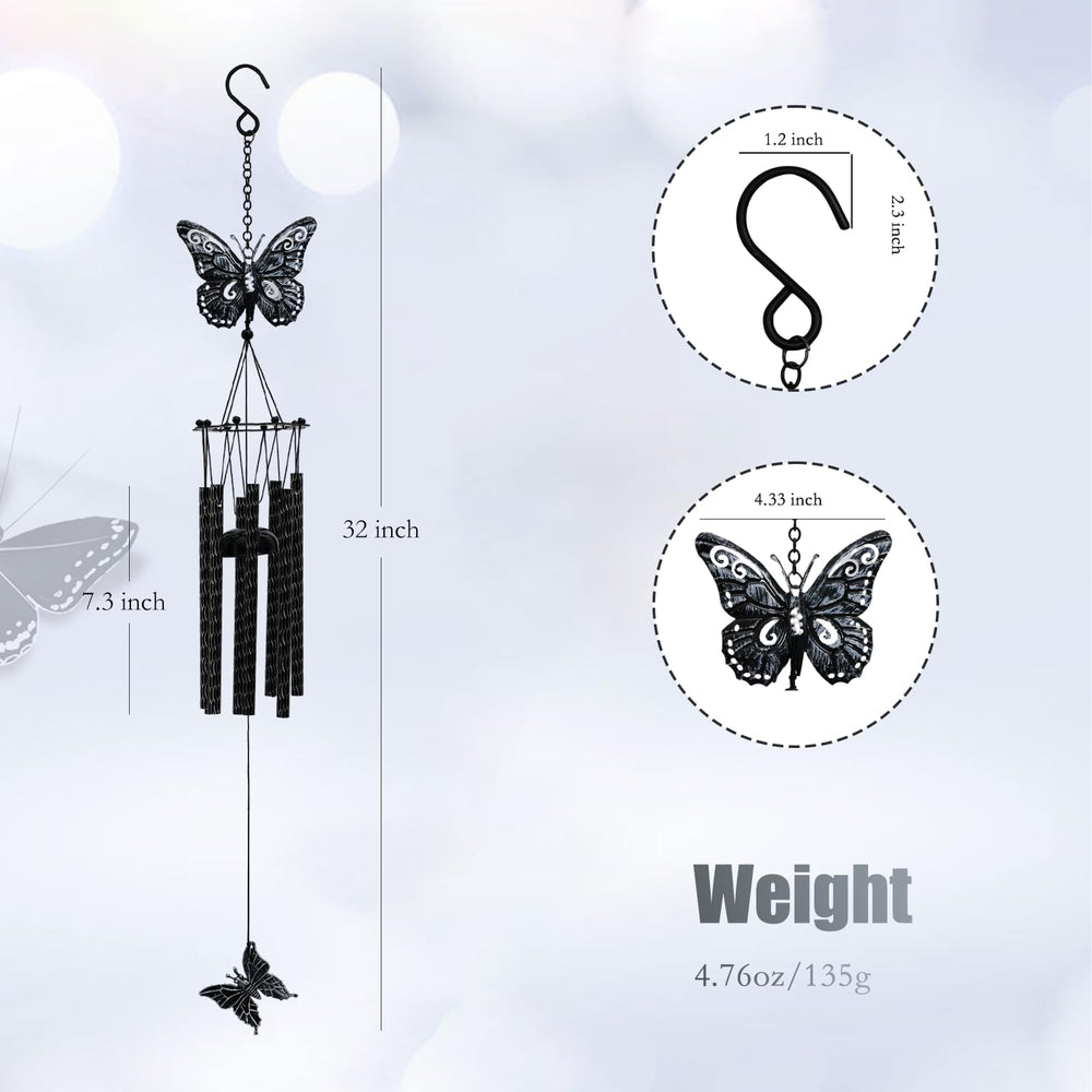 Tuned Wind 32'' Butterfly Wind Chime hanging in a garden