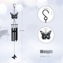 Tuned Wind 32'' Butterfly Wind Chime hanging in a garden