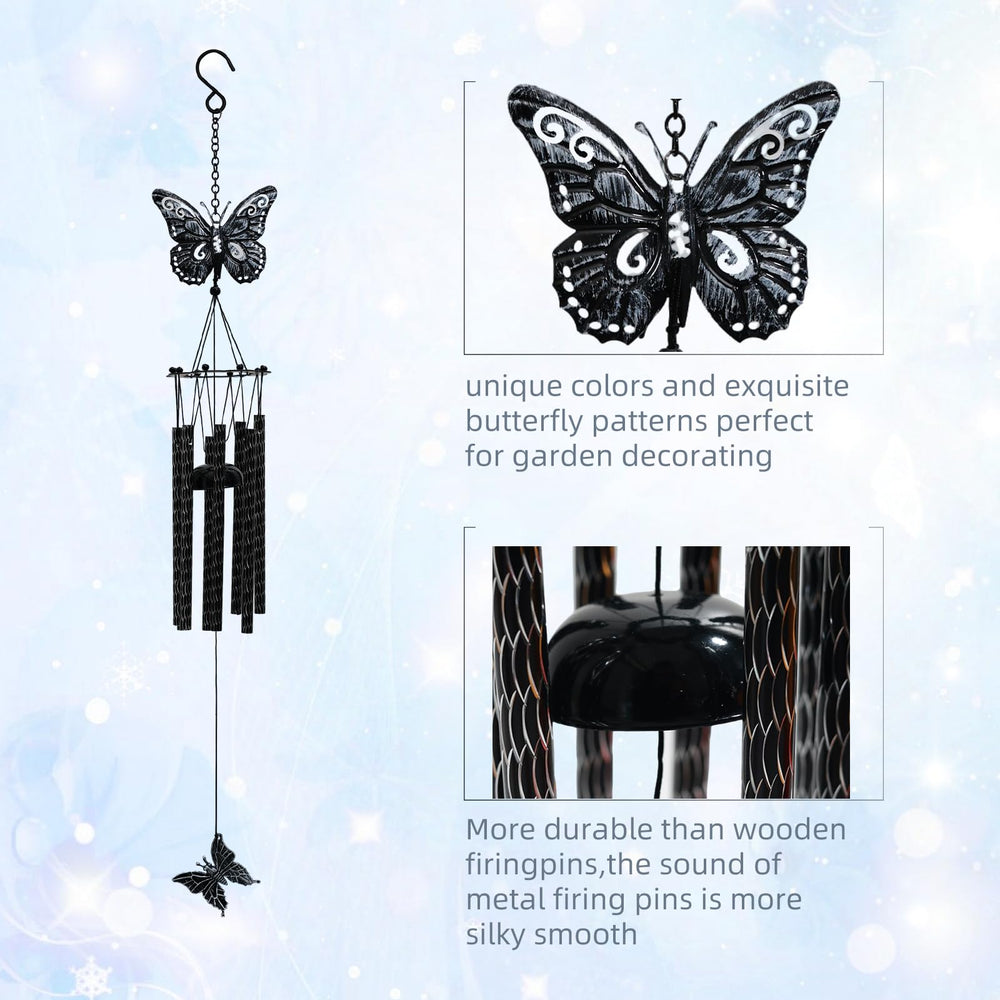 Tuned Wind 32'' Butterfly Wind Chime side view, showing aluminum tubes