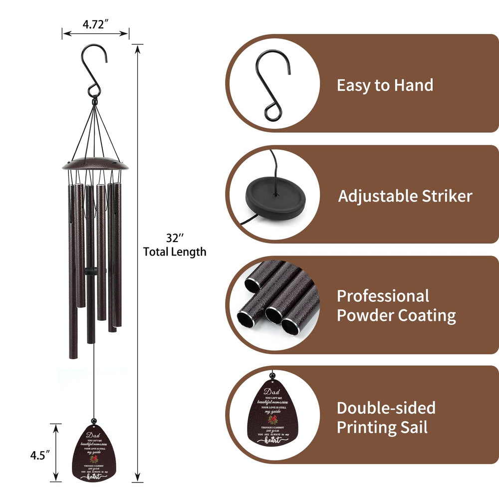tuned wind Memorial Wind Chimes in black gift box with sympathy card