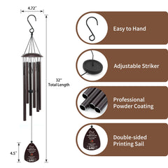 tuned wind Memorial Wind Chimes in black gift box with sympathy card