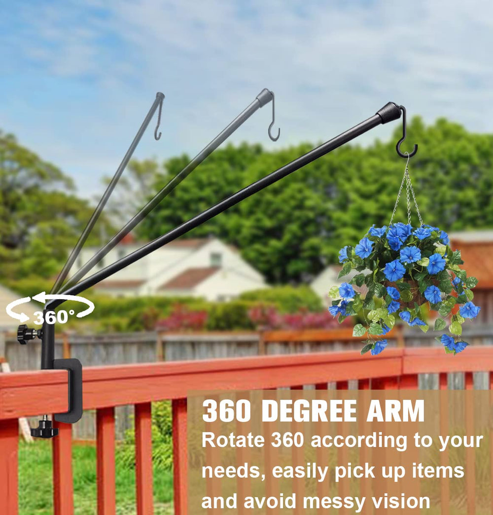 Tuohours deck hook holding bird feeder and flower basket
