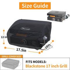 TURLIOARN 17" Griddle Cover side view showing waterproof PVC lining