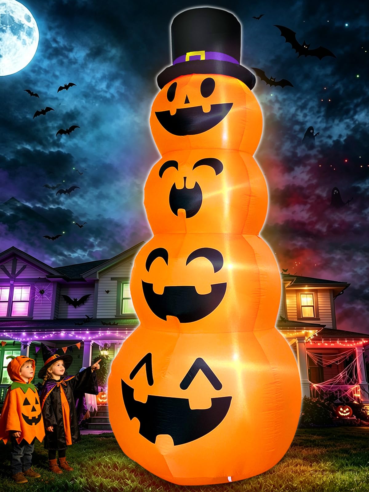TURNMEON 12FT Giant Halloween Inflatable Pumpkin decoration front view