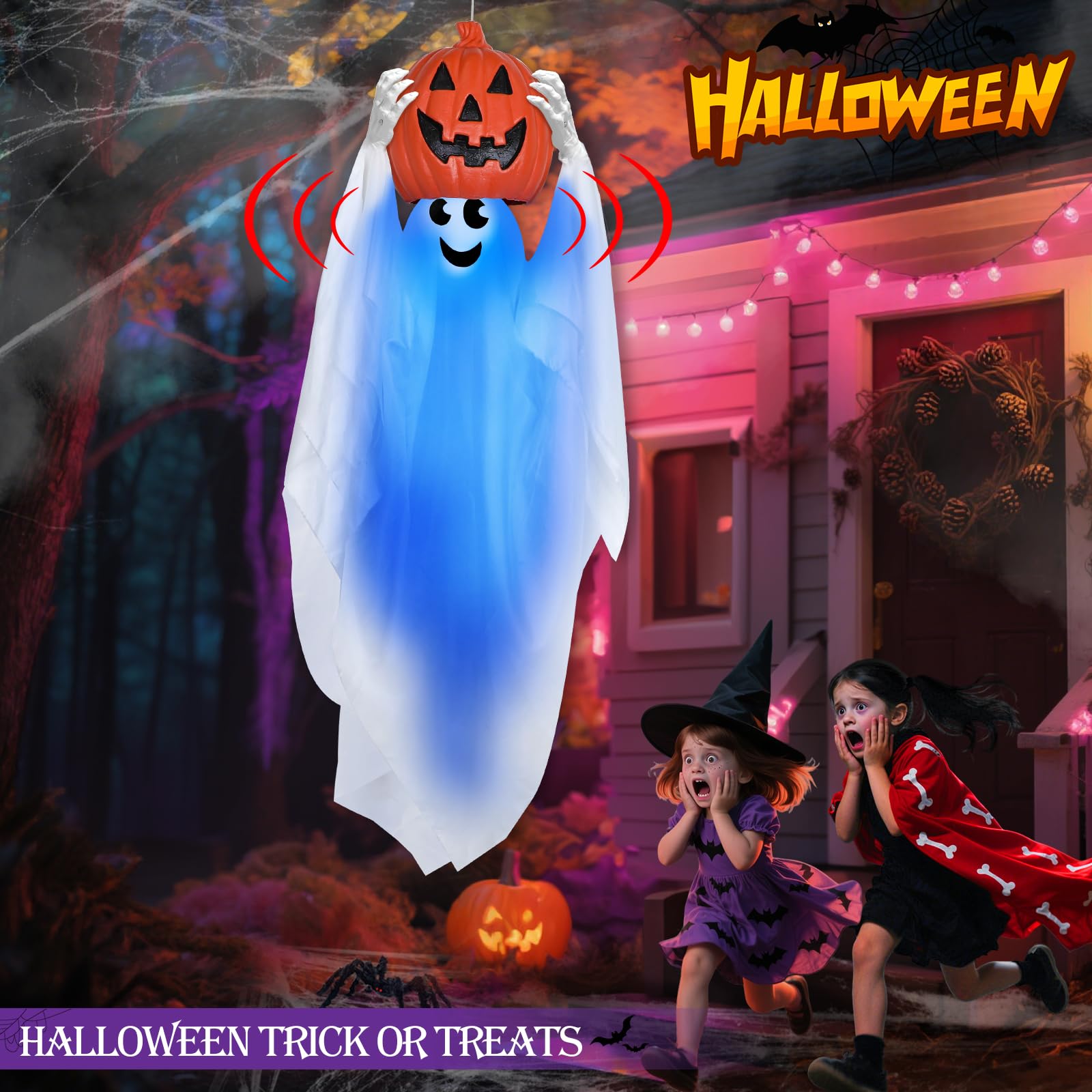 TURNMEON Halloween ghost close-up with pumpkin