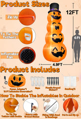 TURNMEON Halloween inflatable pumpkin with witch hat side view
