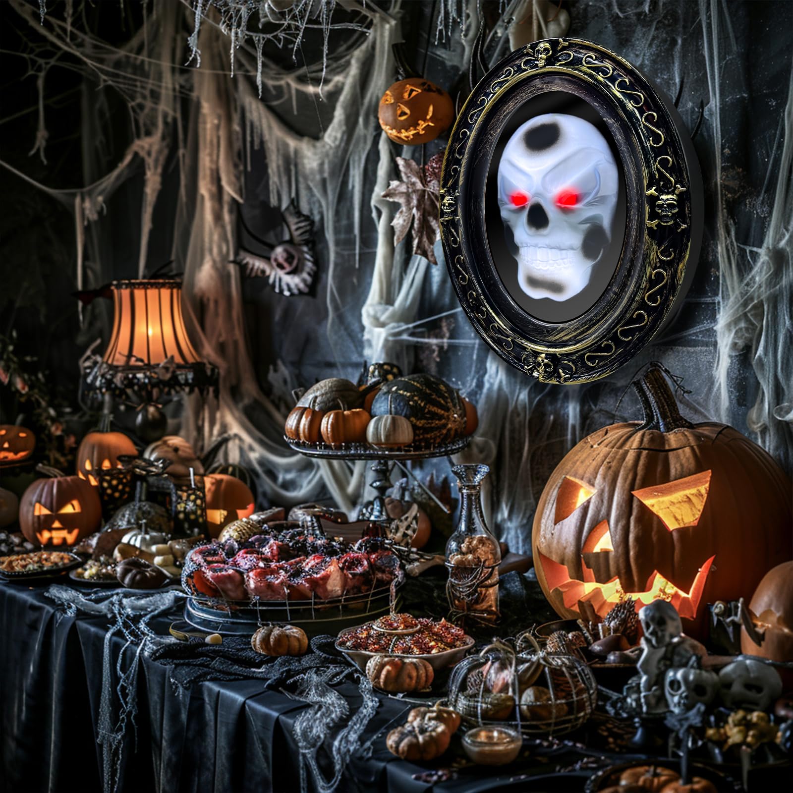 TURNMEON Halloween mirror displayed in a spooky Halloween setup