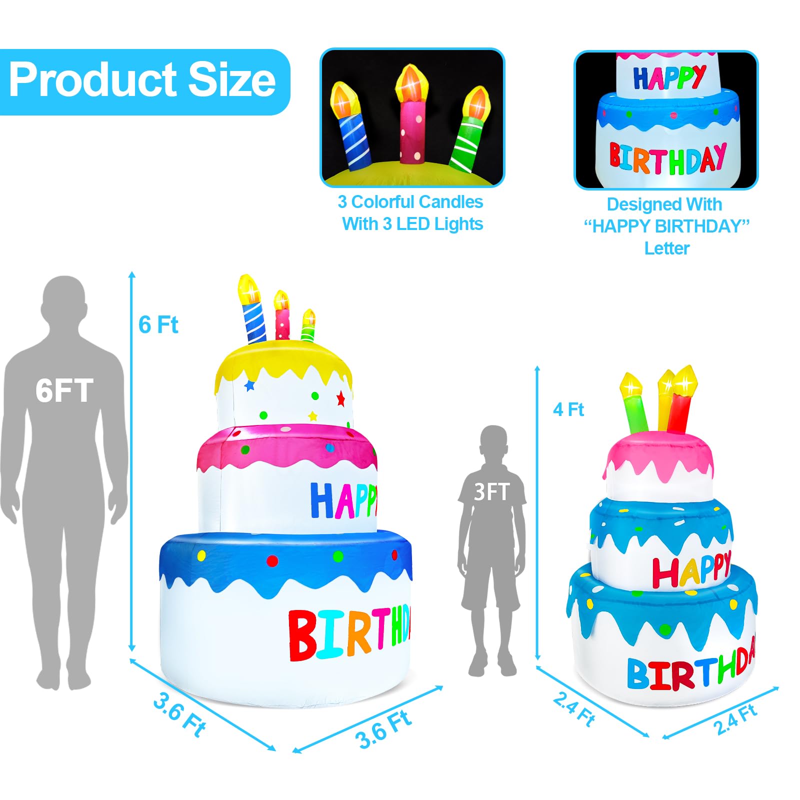TURNMEON inflatable birthday cake being inflated