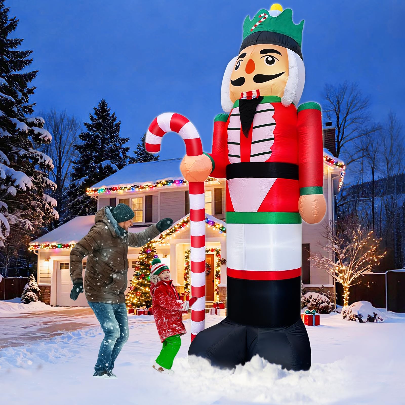 TURNMEON inflatable Nutcracker fully inflated with bright LED lights