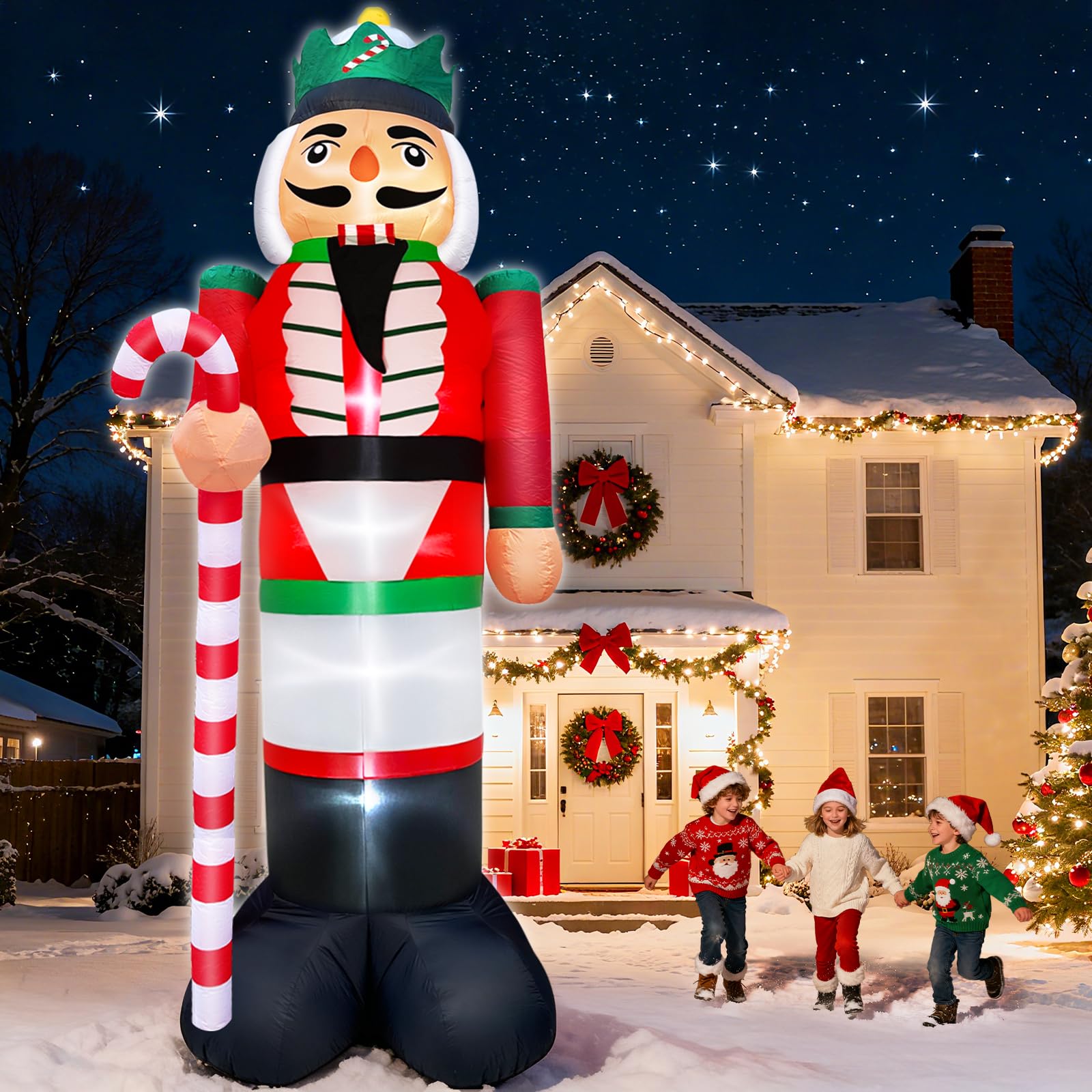 TURNMEON Inflatable Nutcracker in outdoor setting at night