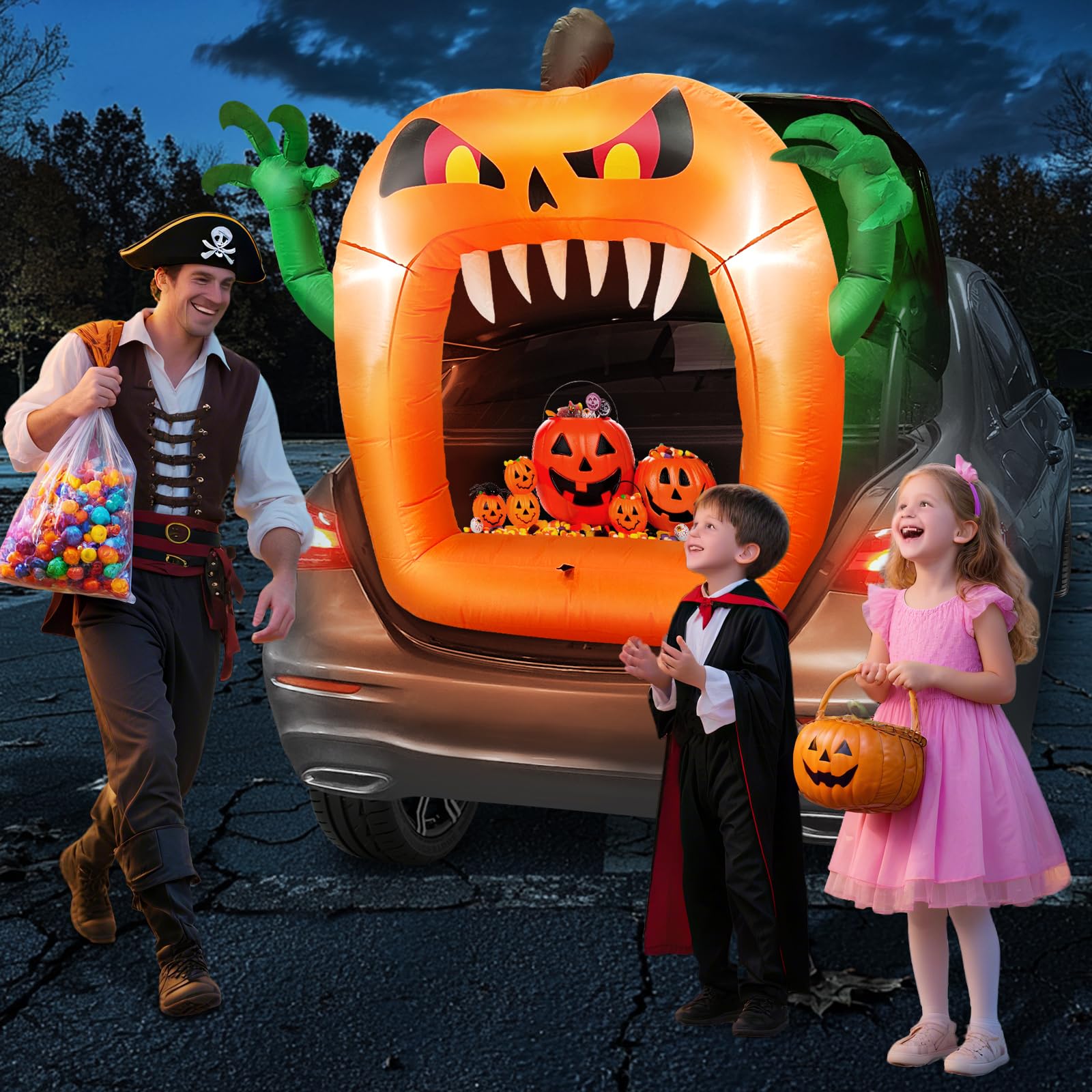 TURNMEON inflatable pumpkin decoration with ropes and car plug