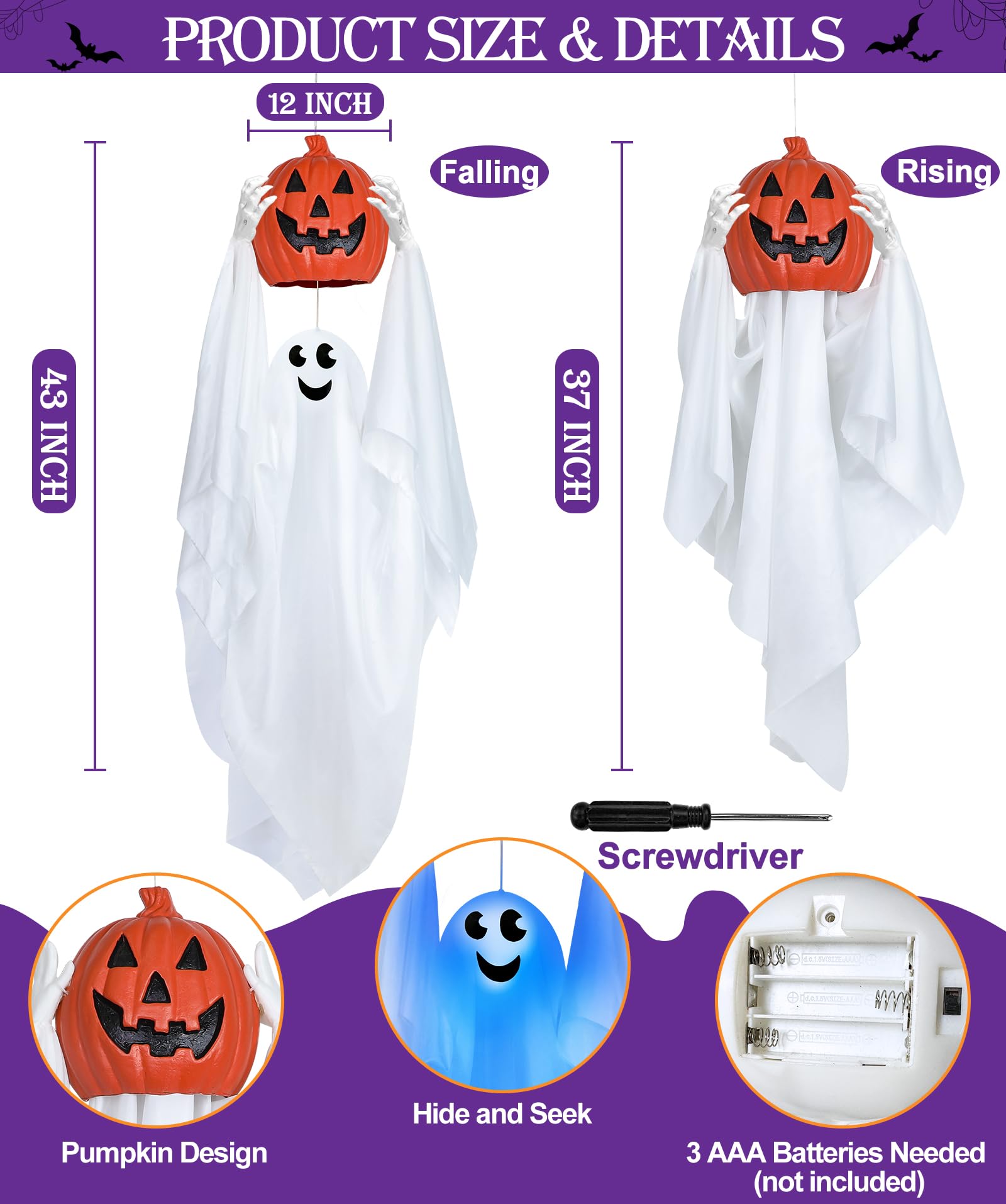 TURNMEON sound activated ghost glowing blue face