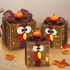 TURNMEON Thanksgiving Lighted Gift Box large size front view