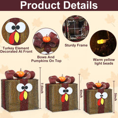 TURNMEON Thanksgiving Lighted Gift Box medium size with pumpkin accent