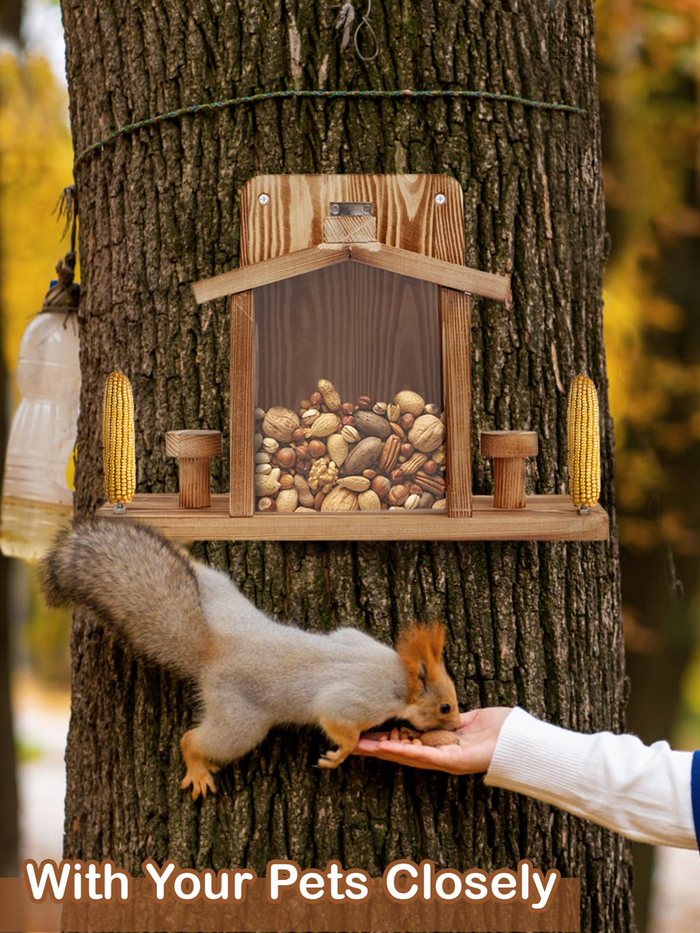 Turosur Squirrel Feeder filled with peanuts and nuts