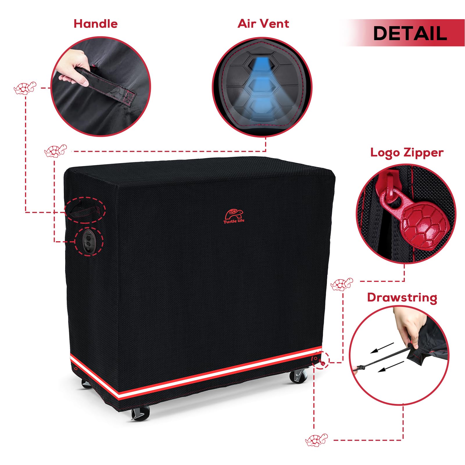 Turtle Life BBQ Grill Cover 46 Inch folded in storage bag
