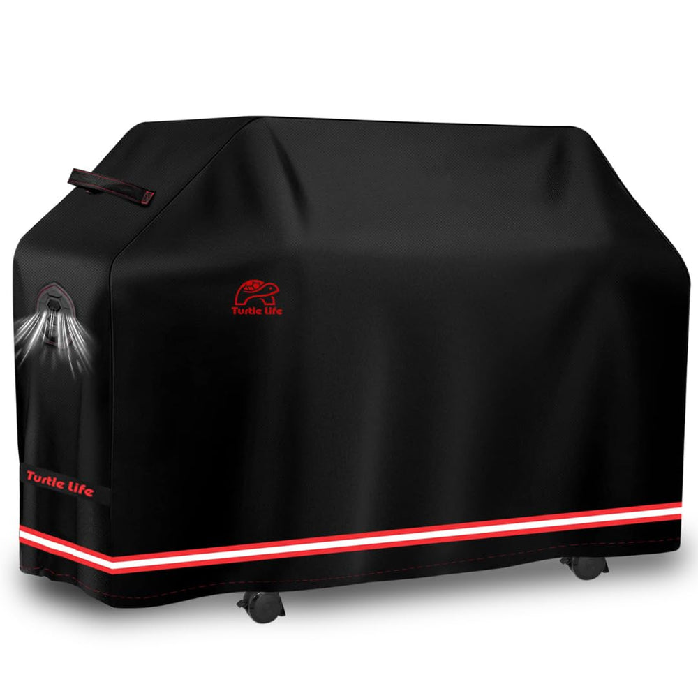 Turtle Life BBQ Grill Cover front view in black
