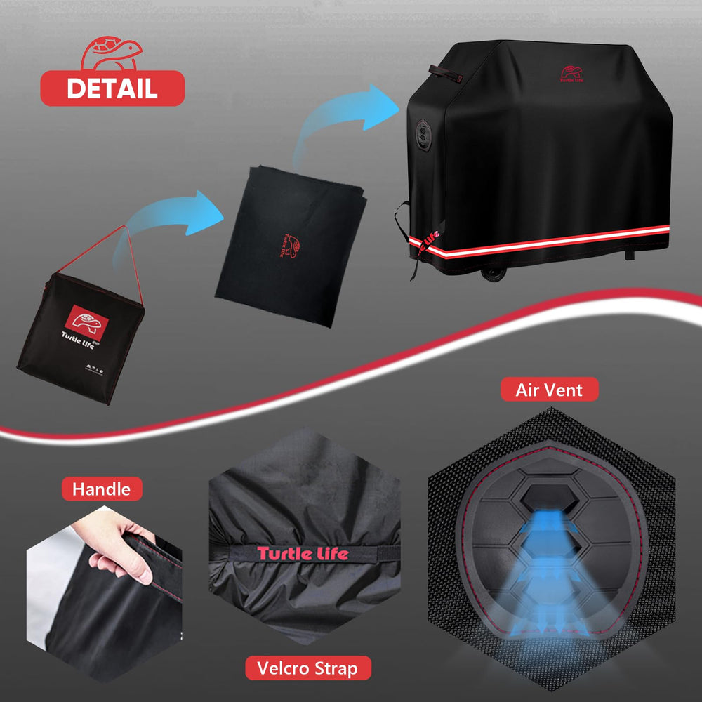 Turtle Life BBQ Grill Cover packed in storage bag