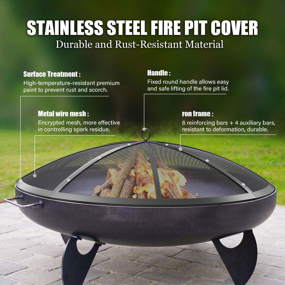 TUSGENK Fire Pit Spark Screen side view with fire pit