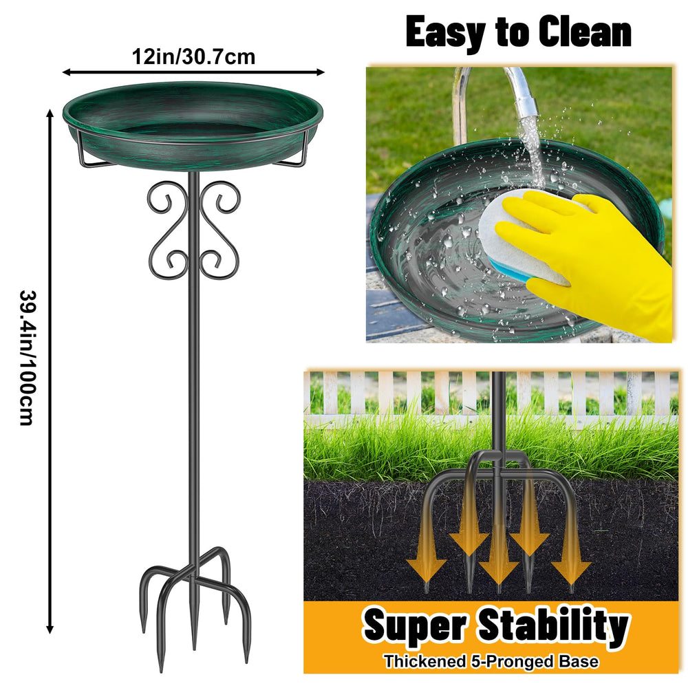 TUSPEU bird bath 12 inch bowl with water