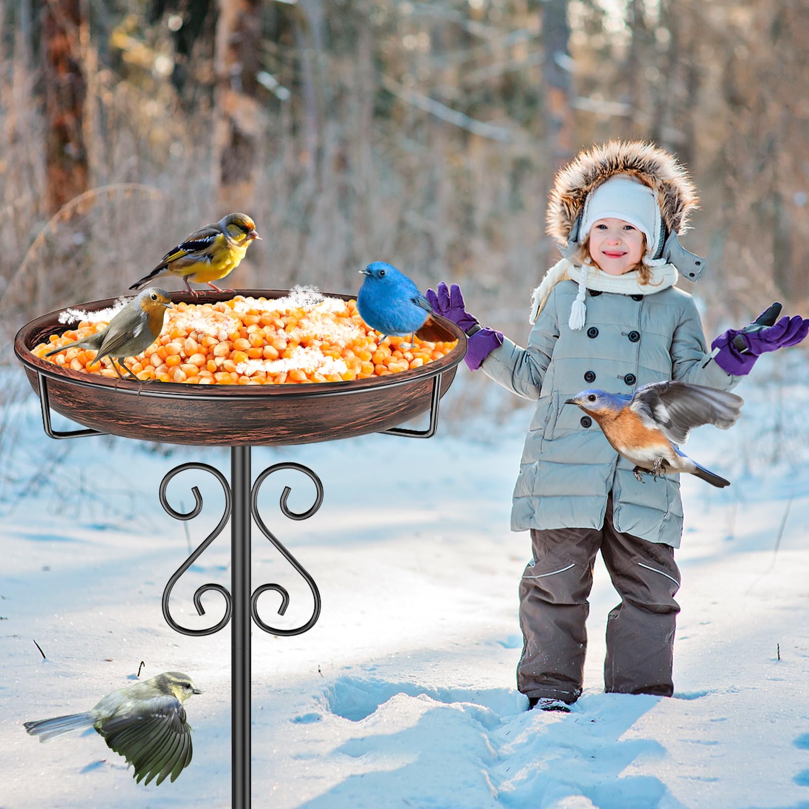 TUSPEU Bird Bath assembled height adjustable