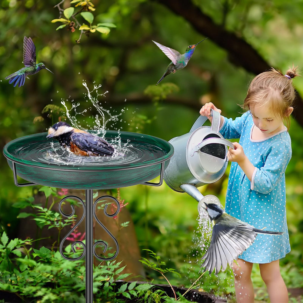 TUSPEU Bird Bath assembled in garden setting