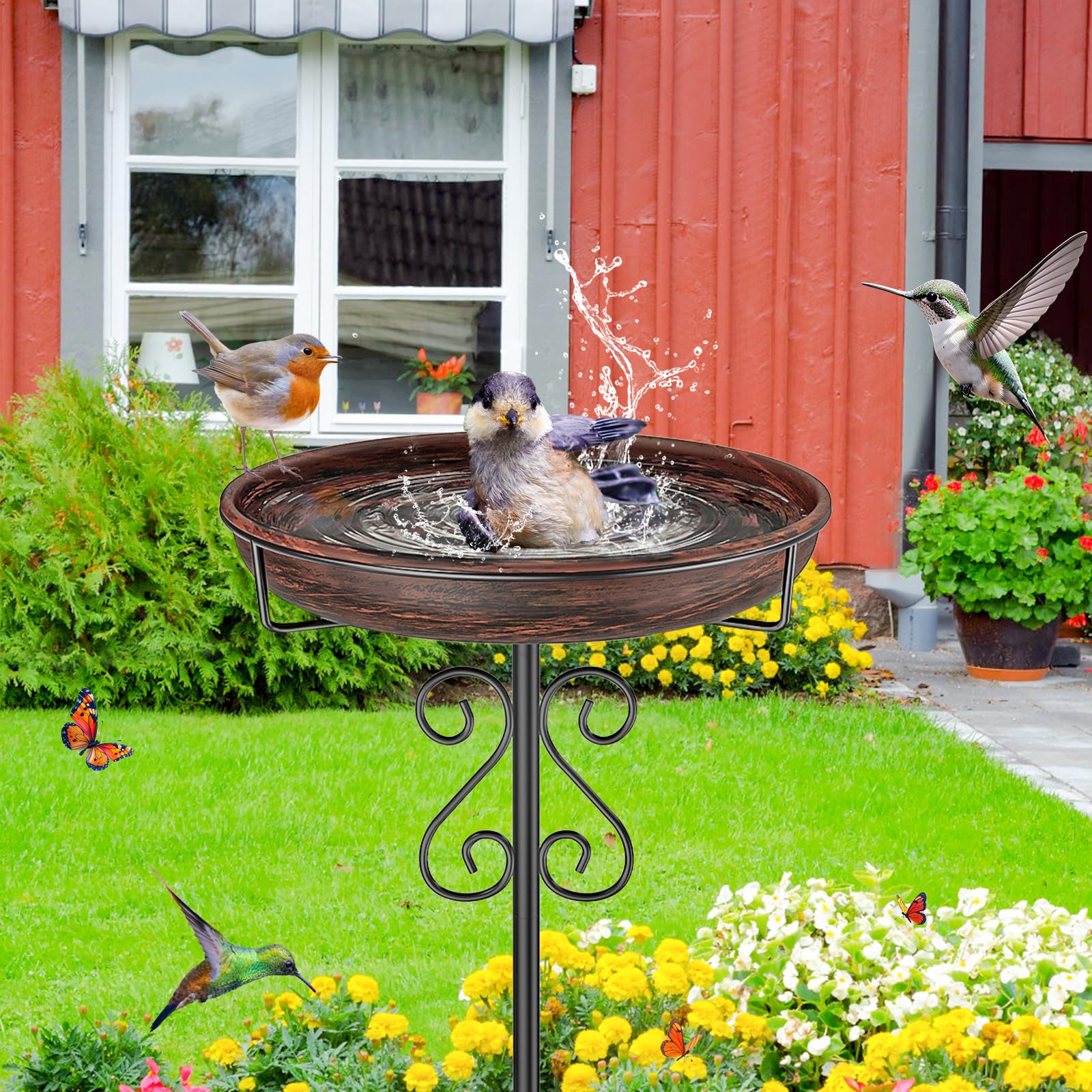 TUSPEU Bird Bath in garden setting