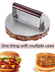 Twfatflt Burger Press showing comfortable wooden handle and smooth base