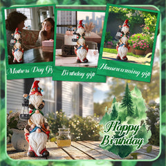 twinbling Solar Garden Gnome Statue side view showing multicolor details