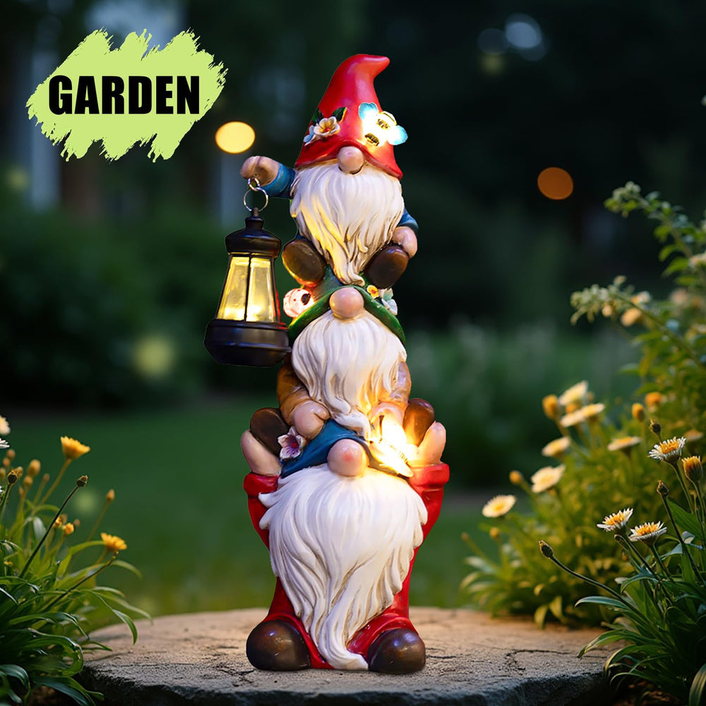 twinbling Solar Garden Gnome Statue with packaging view