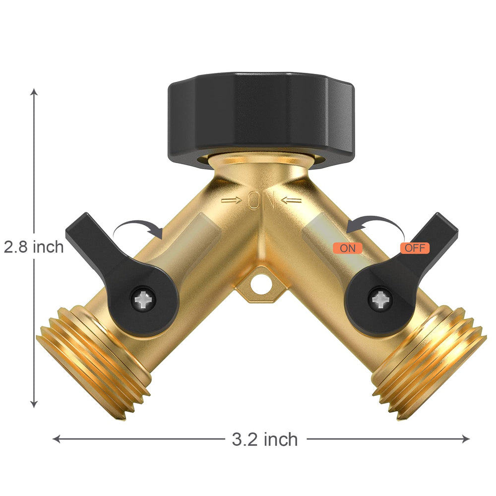 Twinkle Star 2 Way Garden Hose Splitter side view with hoses attached
