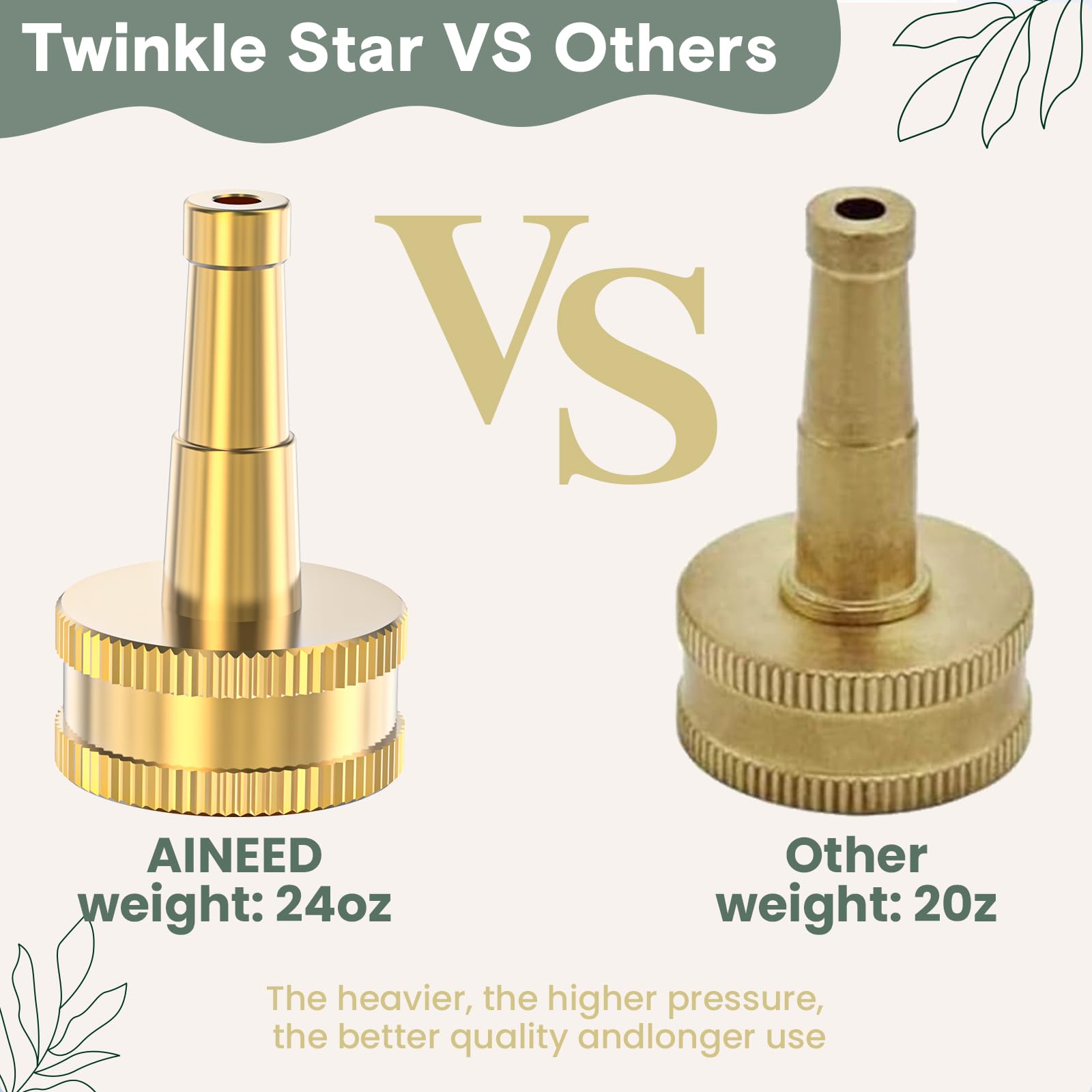 Twinkle Star Brass Hose Jet Nozzle package contents