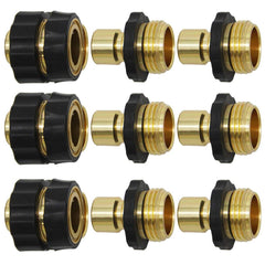 Twinkle Star Garden Hose Quick Connector, gold and black, front view