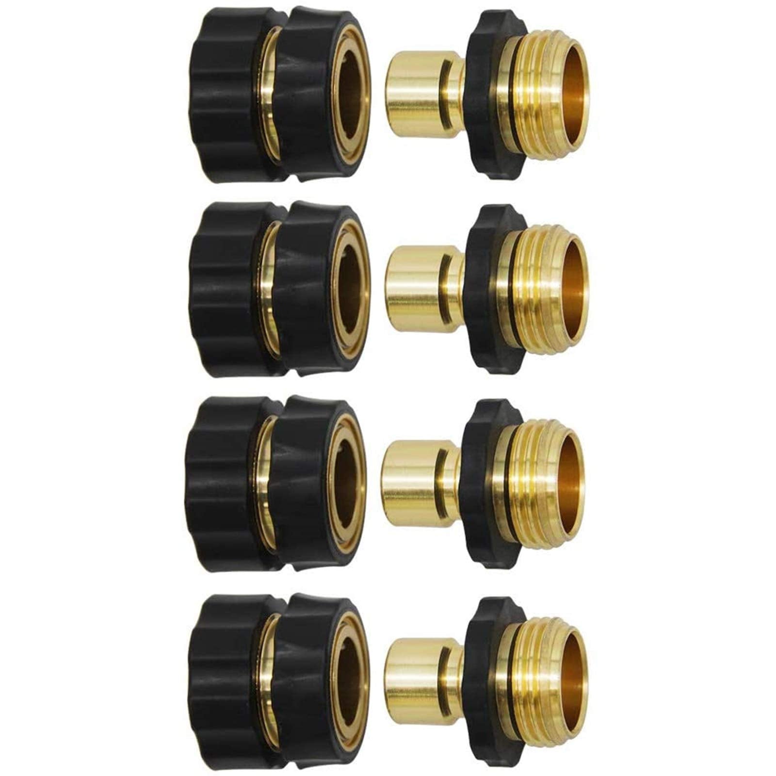 Twinkle Star Garden Hose Quick Connector Set, 4 pieces with rubber washers