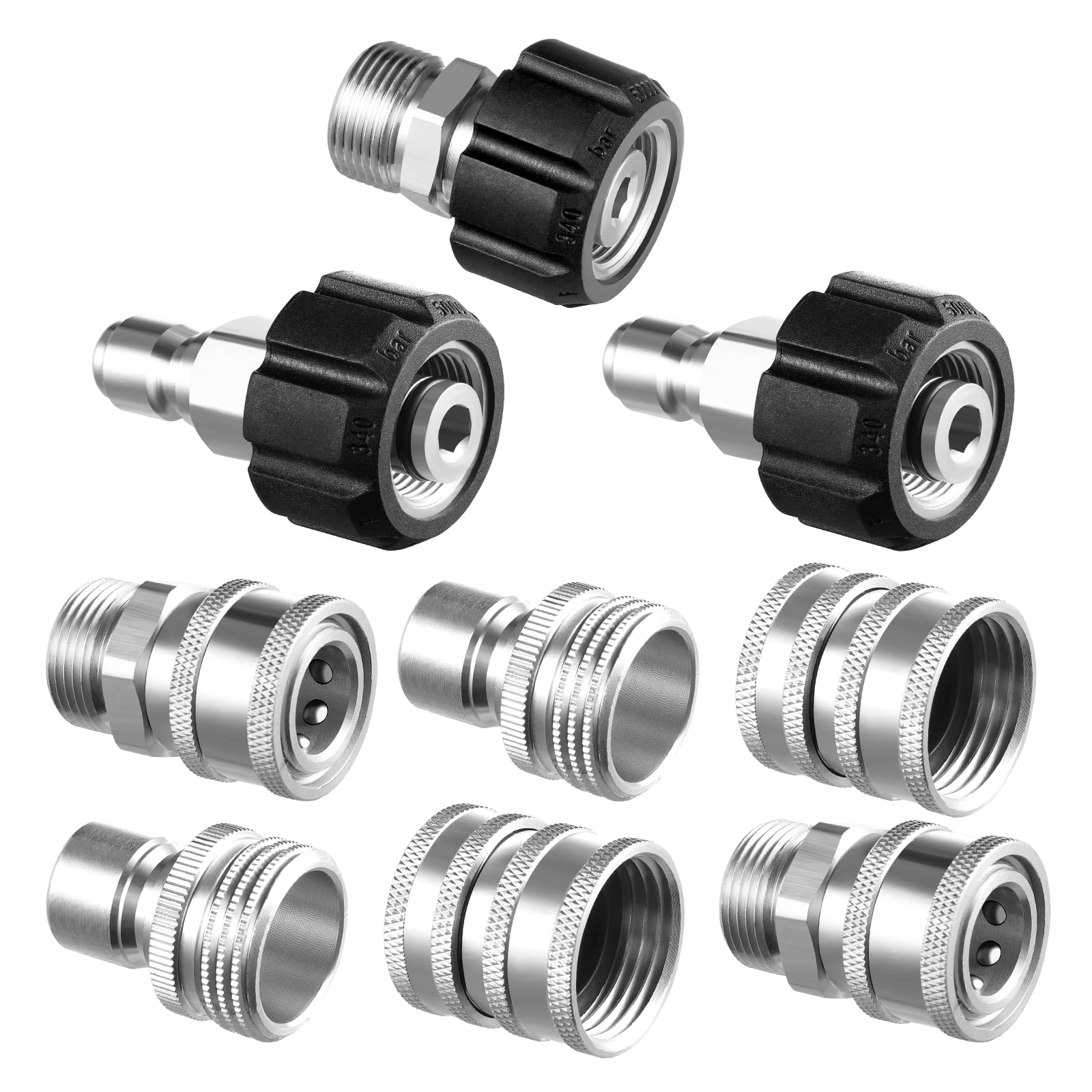 Twinkle Star Pressure Washer Adapter Set 9 Sets with stainless steel connectors