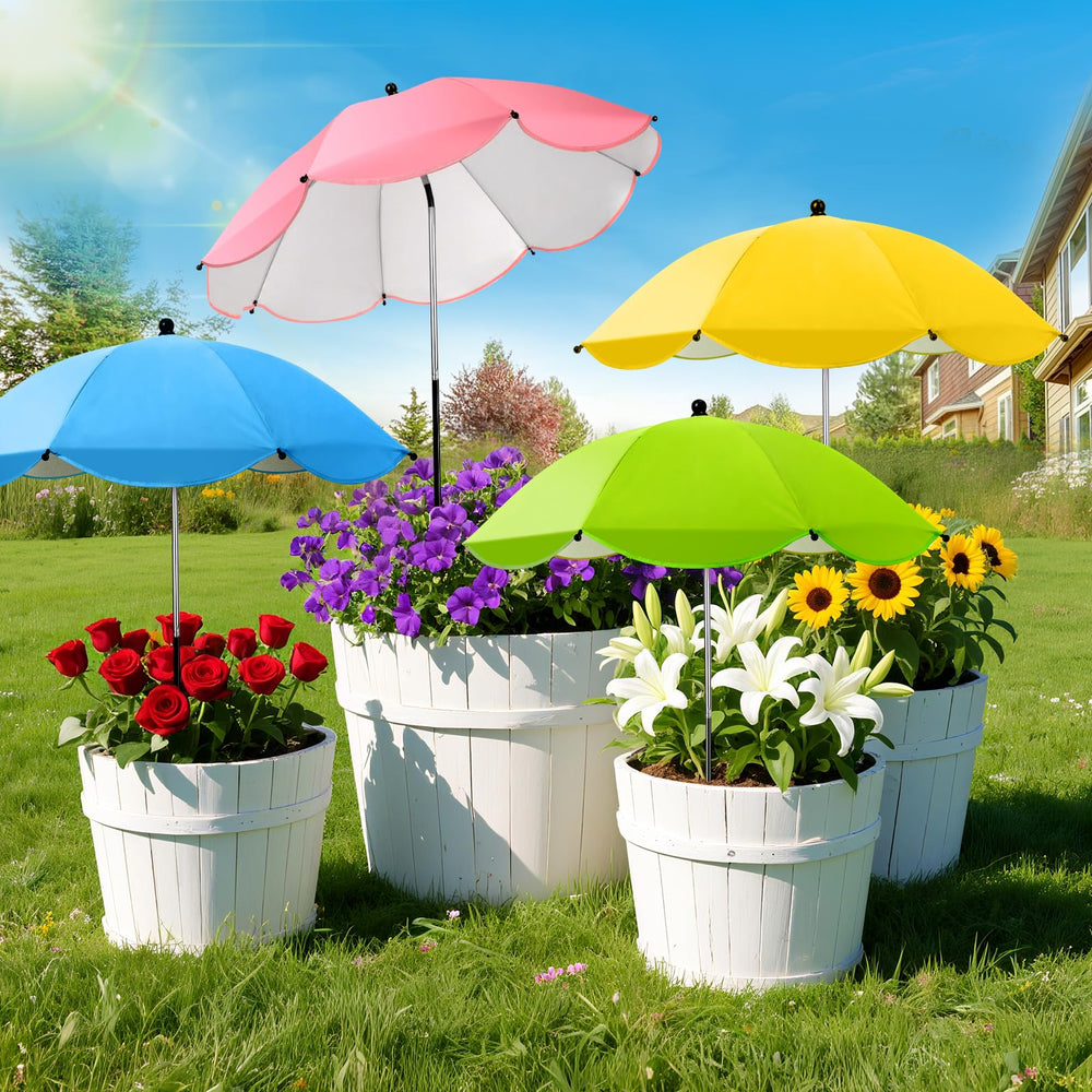 Twintaogo Plant Umbrellas set of four in yellow, blue, pink, and green