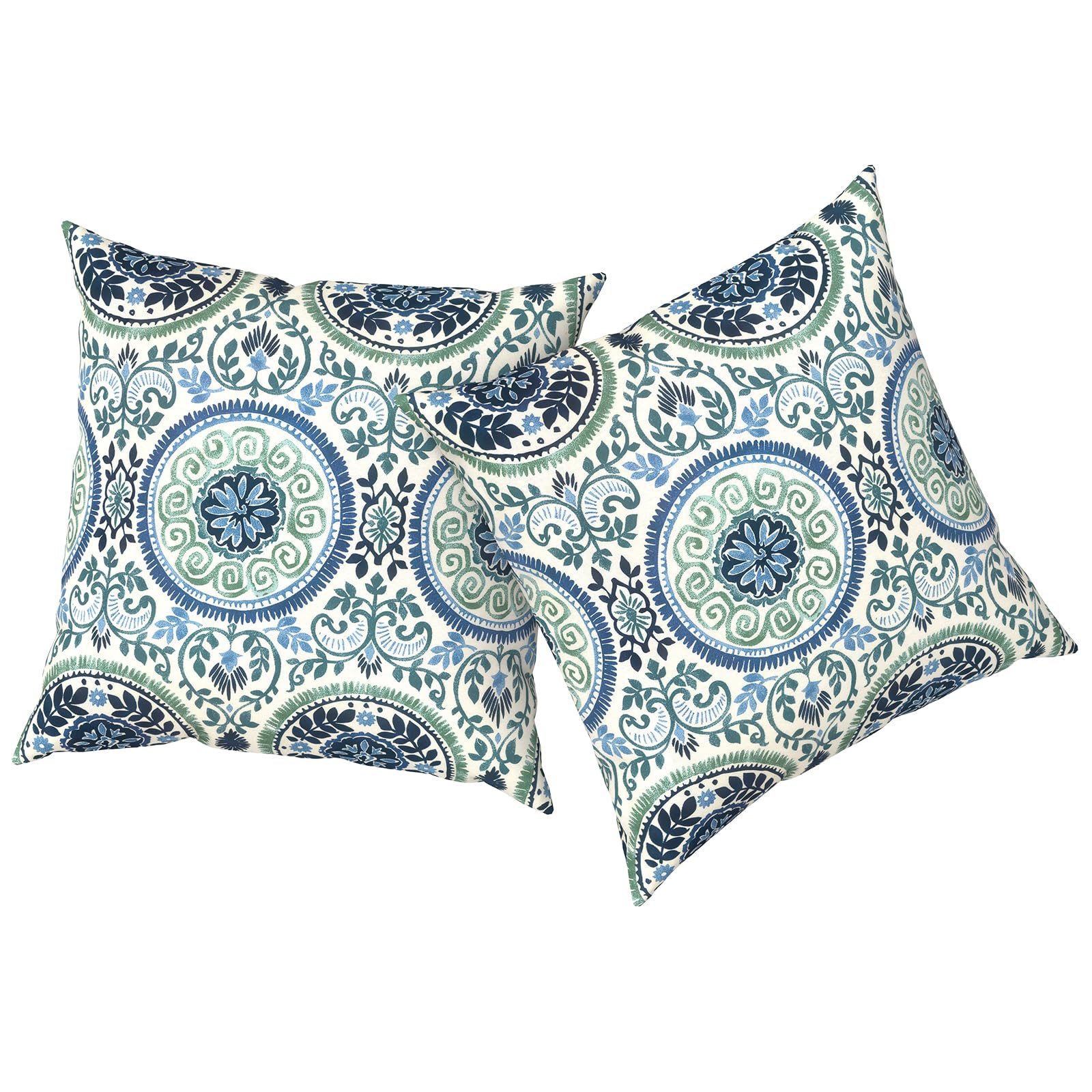 TWLEAR Outdoor Pillow 20x20 Medallion Blue front view