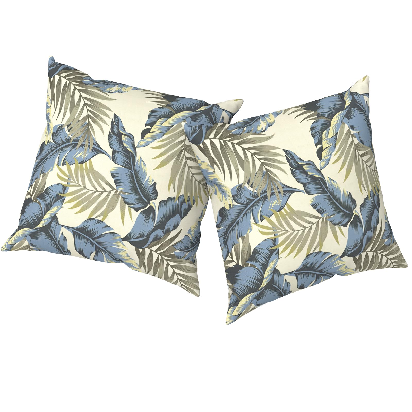 TWLEAR Outdoor Throw Pillow Lush Palm Blue front view