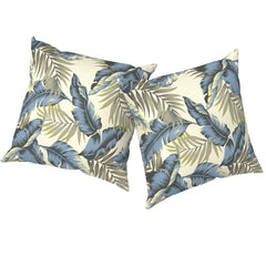 TWLEAR Outdoor Throw Pillow Lush Palm Blue front view